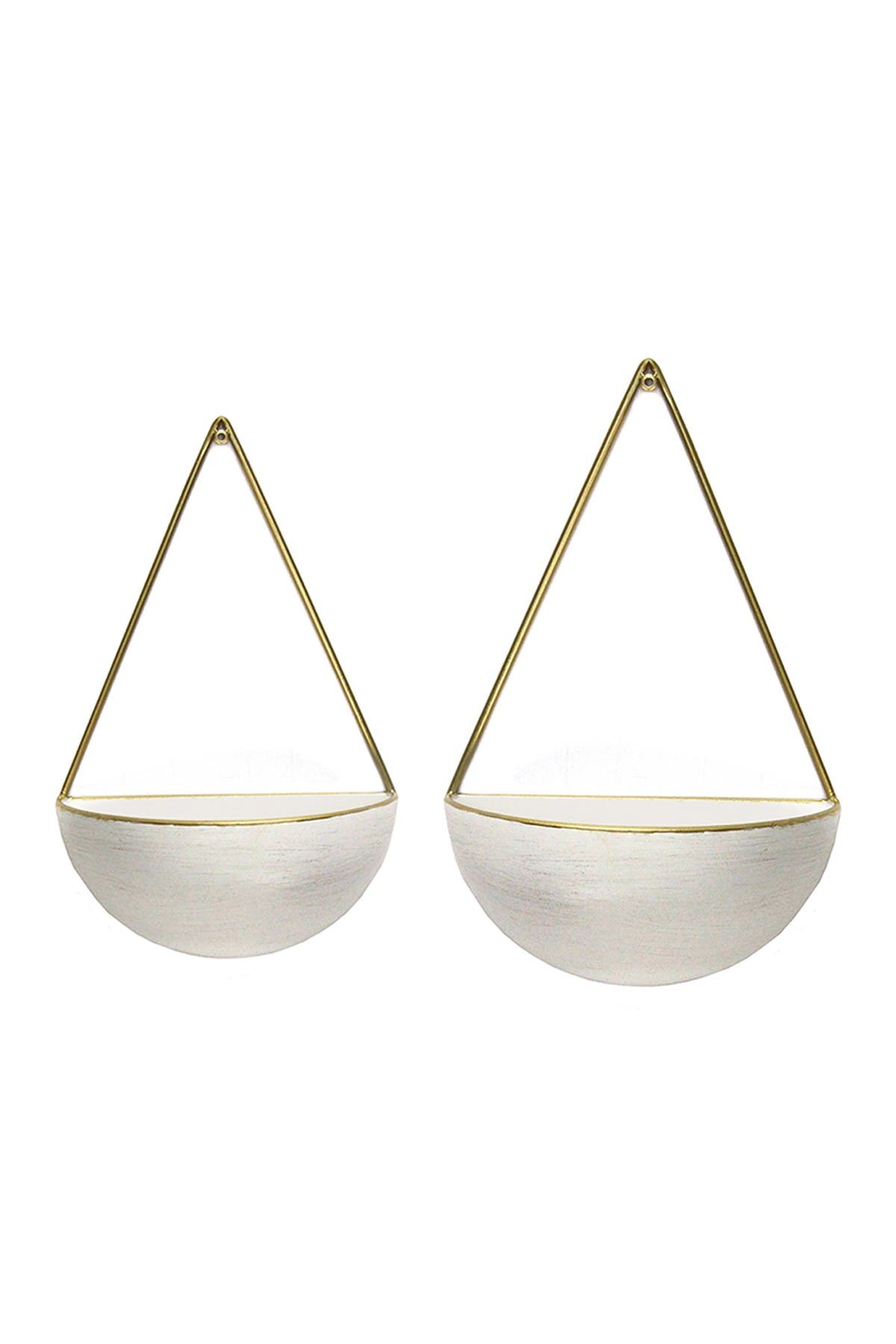 PARKLAND COLLECTION White/Gold Round Metal Wall Planters - Set of 2