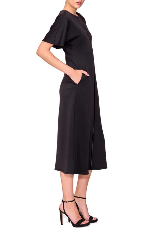 Melloday Luxe Keyhole Cutout Fit & Flare Dress In Black
