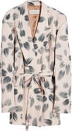 Dries Van Noten Blessy Floral Print Belted Double Breasted Blazer