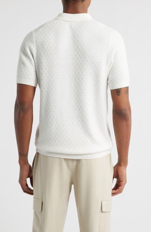 Open Edit Texture Polo Sweater In White