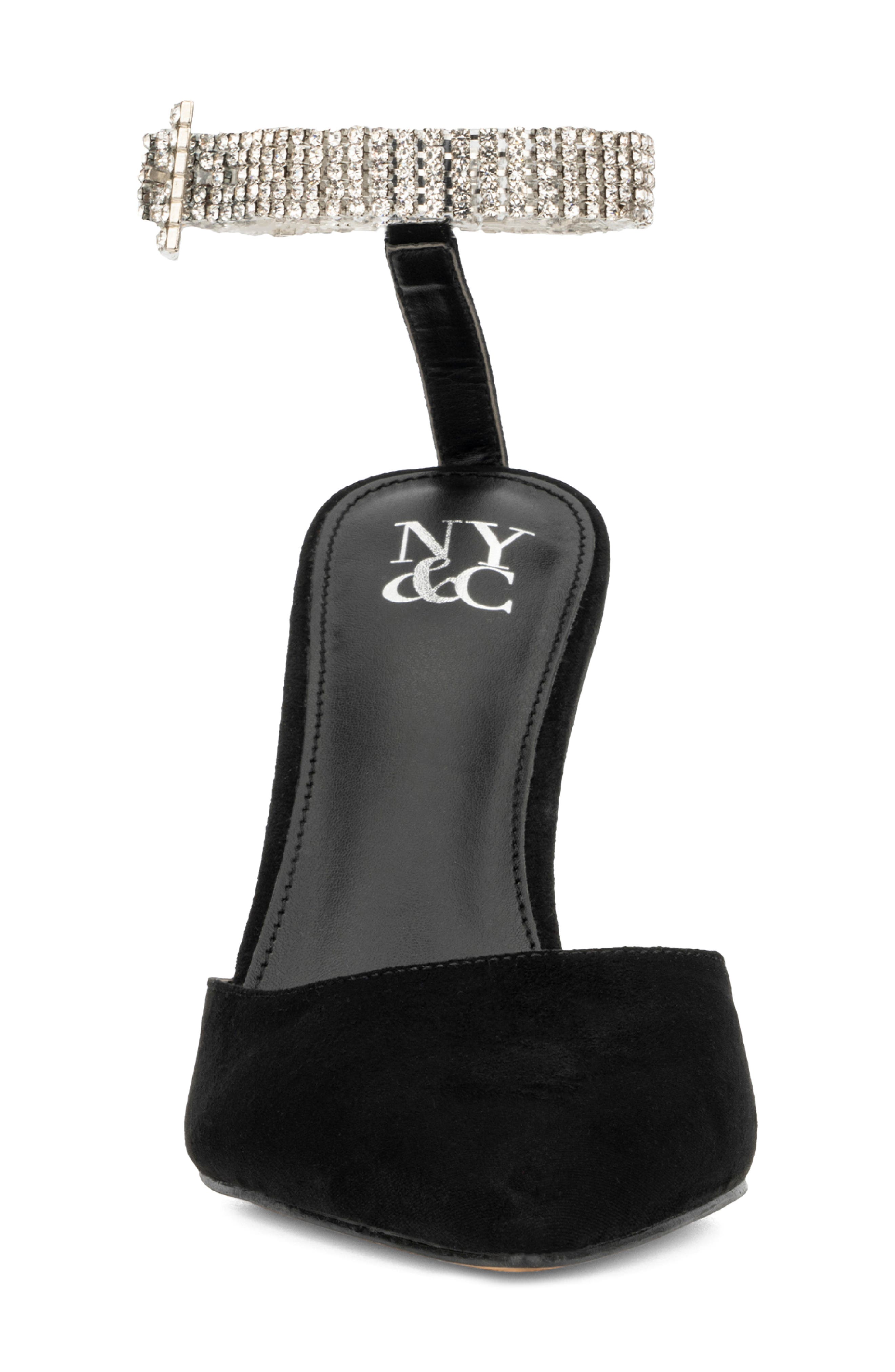 NEW YORK AND COMPANY Mallory Embellished Ankle Strap Pump, Alternate, color, Black