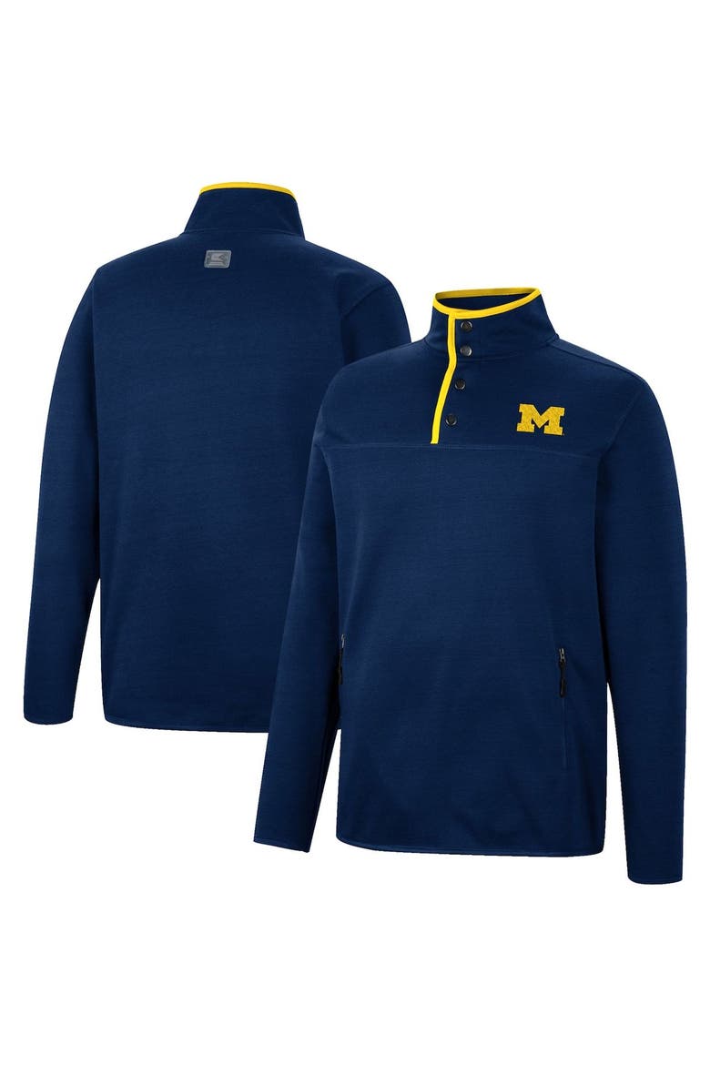 Men's Colosseum Navy Michigan Wolverines Rebound Quarter-Snap Jacket, Main, color, Navy