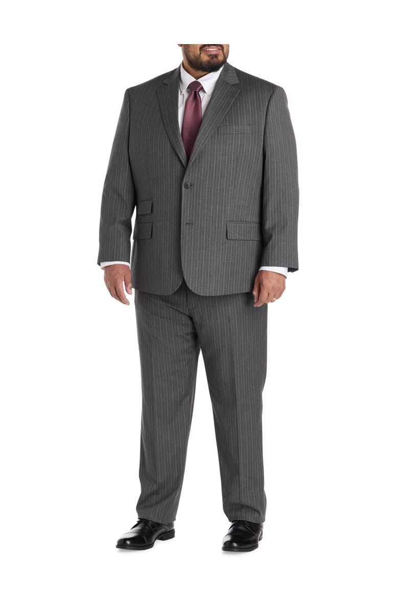 Oak Hill by DXL Big & Tall Jacket Relaxer Pinstripe Suit Jacket, Alternate, color, Grey