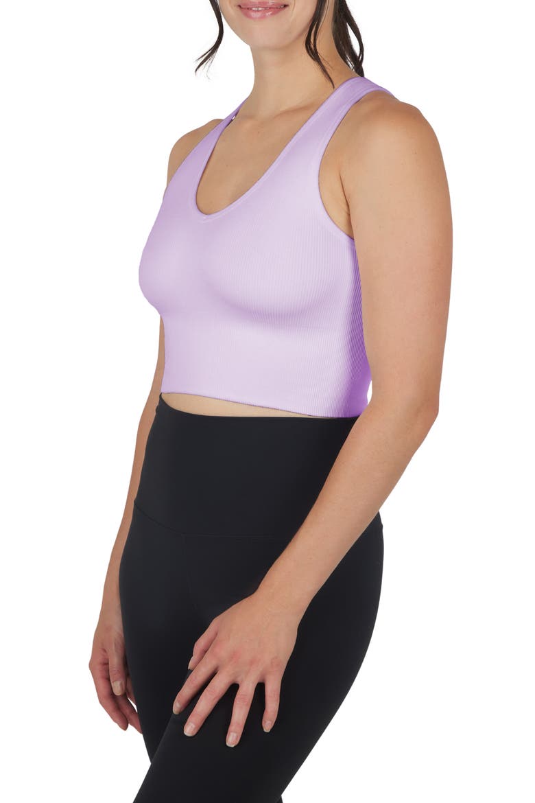 Seamless V-Neck Rib Crop Tank, Alternate, color, ORCHID BLOOM/WHITE