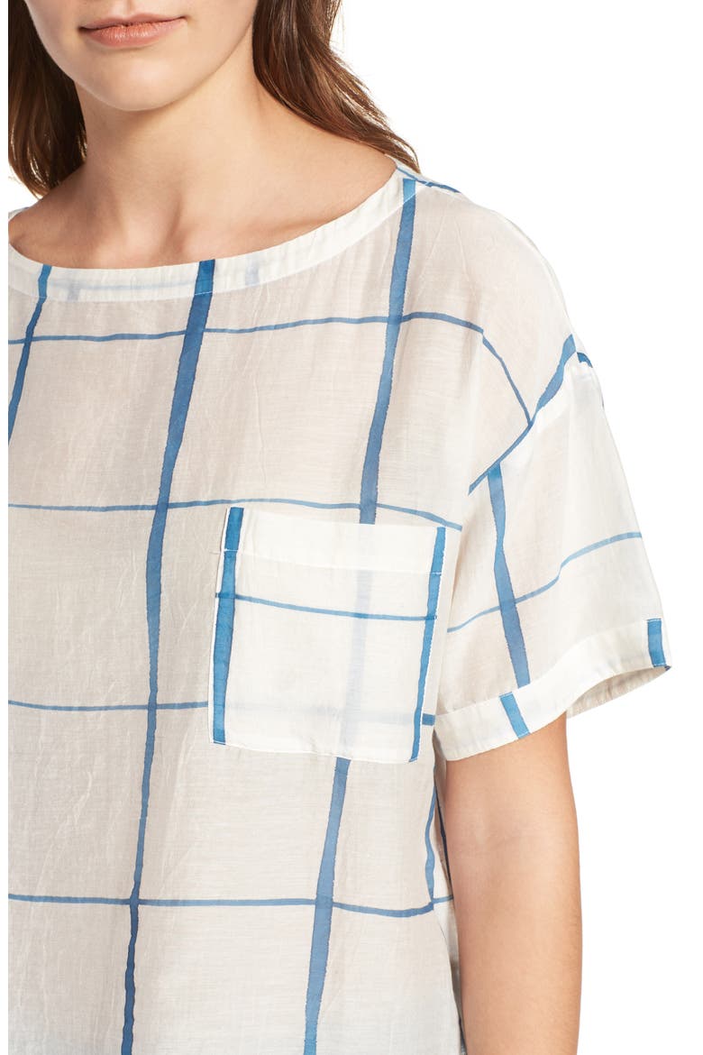 Check Organic Cotton & Silk Top, Alternate, color, CHAMBRAY