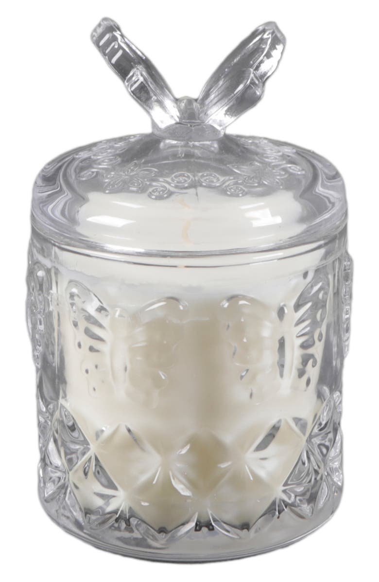 FLORA BUNDA Butterfly Clear Glass Candle, Main, color, Clear