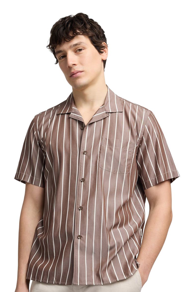 Tencel Convertible Vacation Shirt, Alternate, color, Tan/White