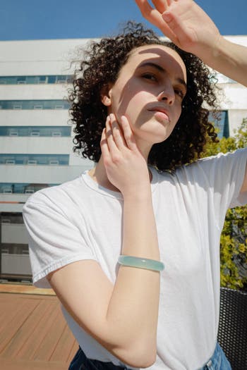 Silk Collection Pool Blue Jade Stone Bangle