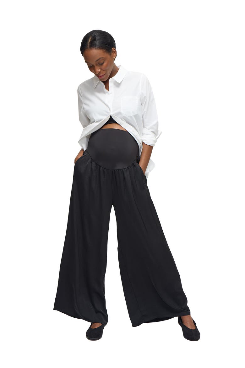 Flowy Woven Maternity Pant, Main, color, Black