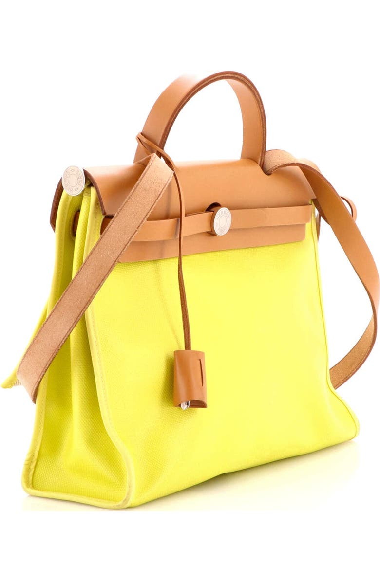 Pre-Owned Hermes Herbag Zip Berline Vache Canvas and Leather 31, Alternate, color, Lime