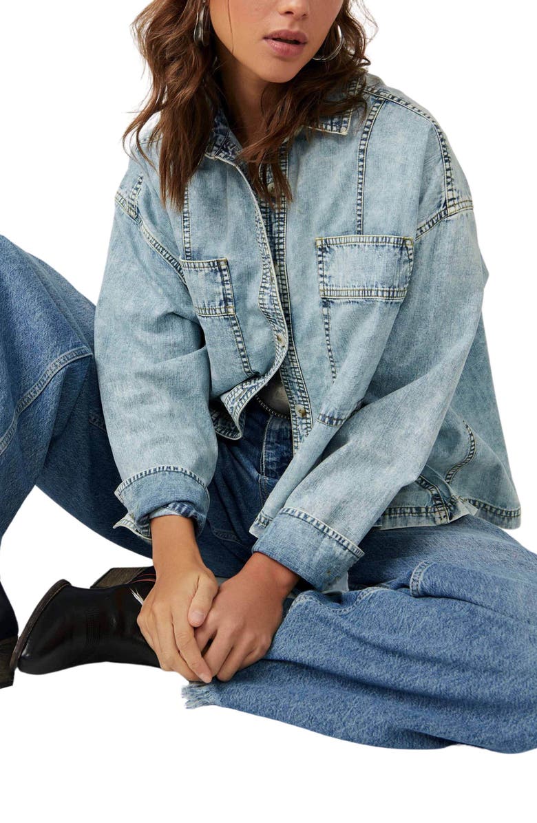 Free People Back to You Oversize Denim Jacket, Alternate, color, 