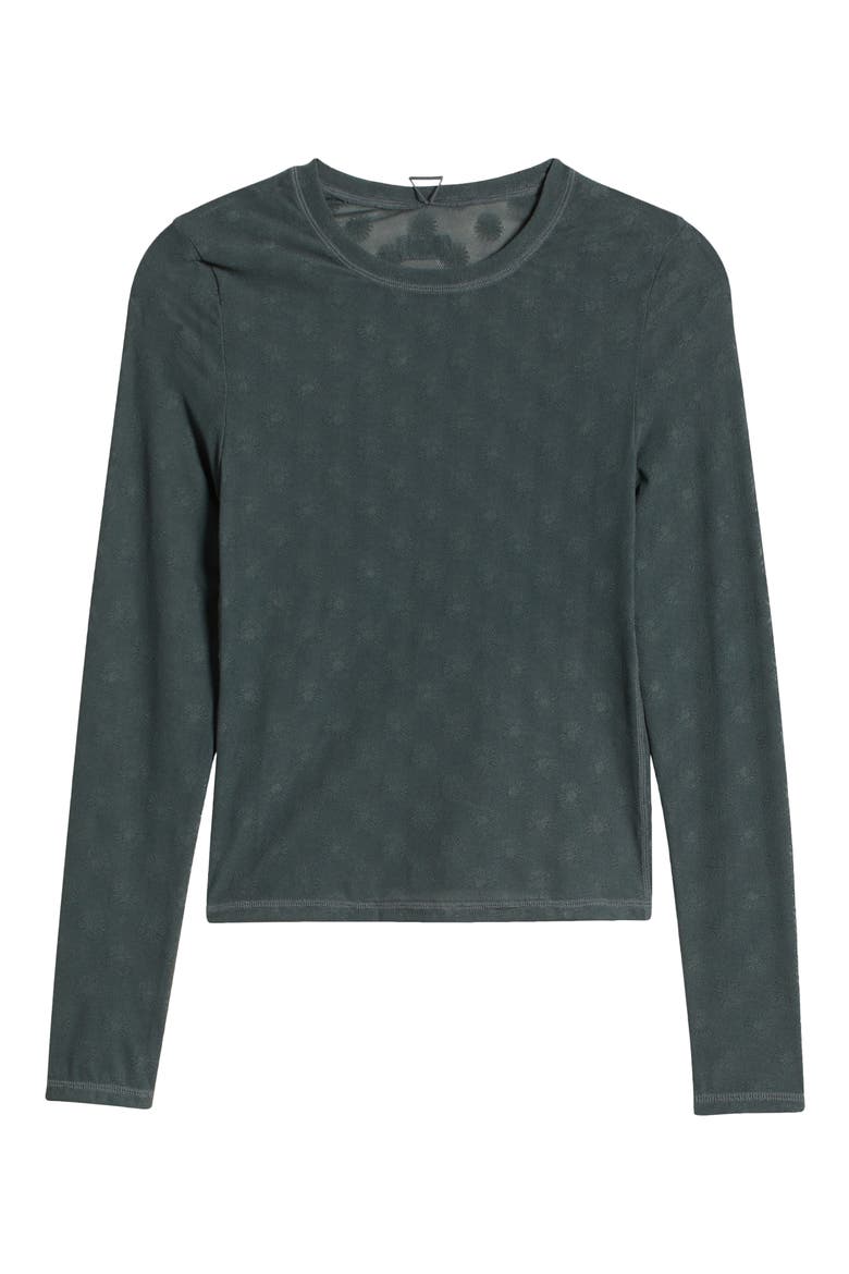 Taliah Mesh Long Sleeve Lounge T-Shirt, Alternate, color, FORESTER SUN