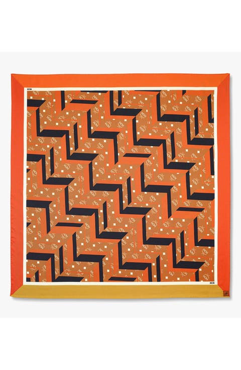 Mega Herringbone Print Scarf in Organic Silk