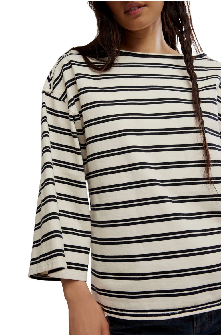 C'est la Vie Stripe Cotton T-Shirt, Alternate, color, BLACK COMBO