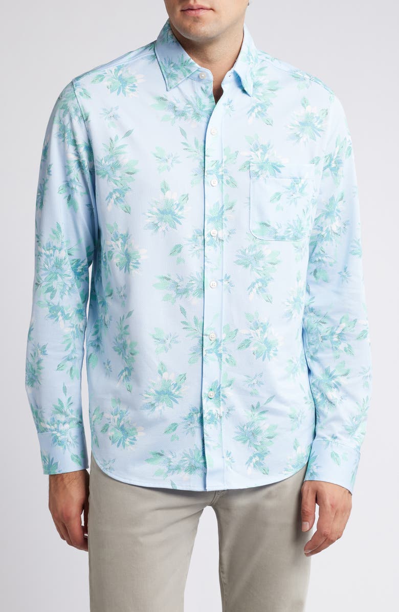 Tommy Bahama San Lucio Bloom to Spare Supima<sup>®</sup> Cotton Blend Button-Up Shirt, Main, color, Spa Blue