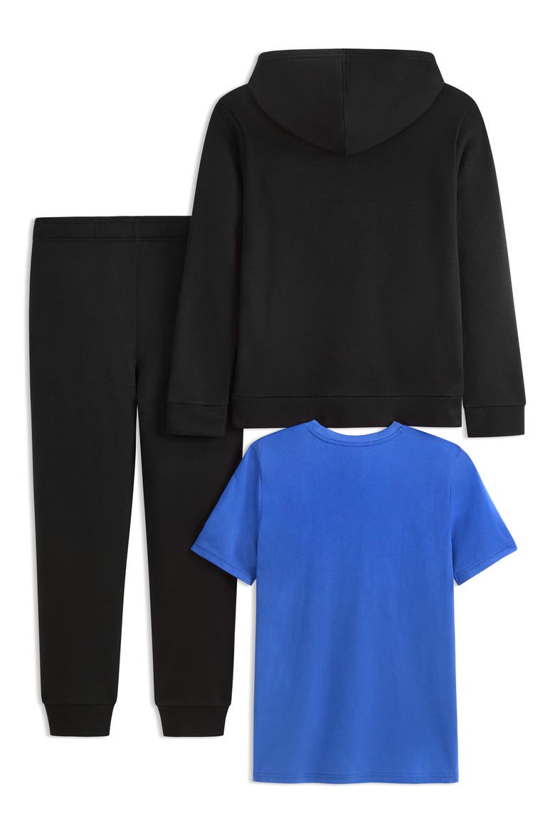 Kids' Graphic T-Shirt, Hoodie & Joggers Set, Alternate, color, BLACK