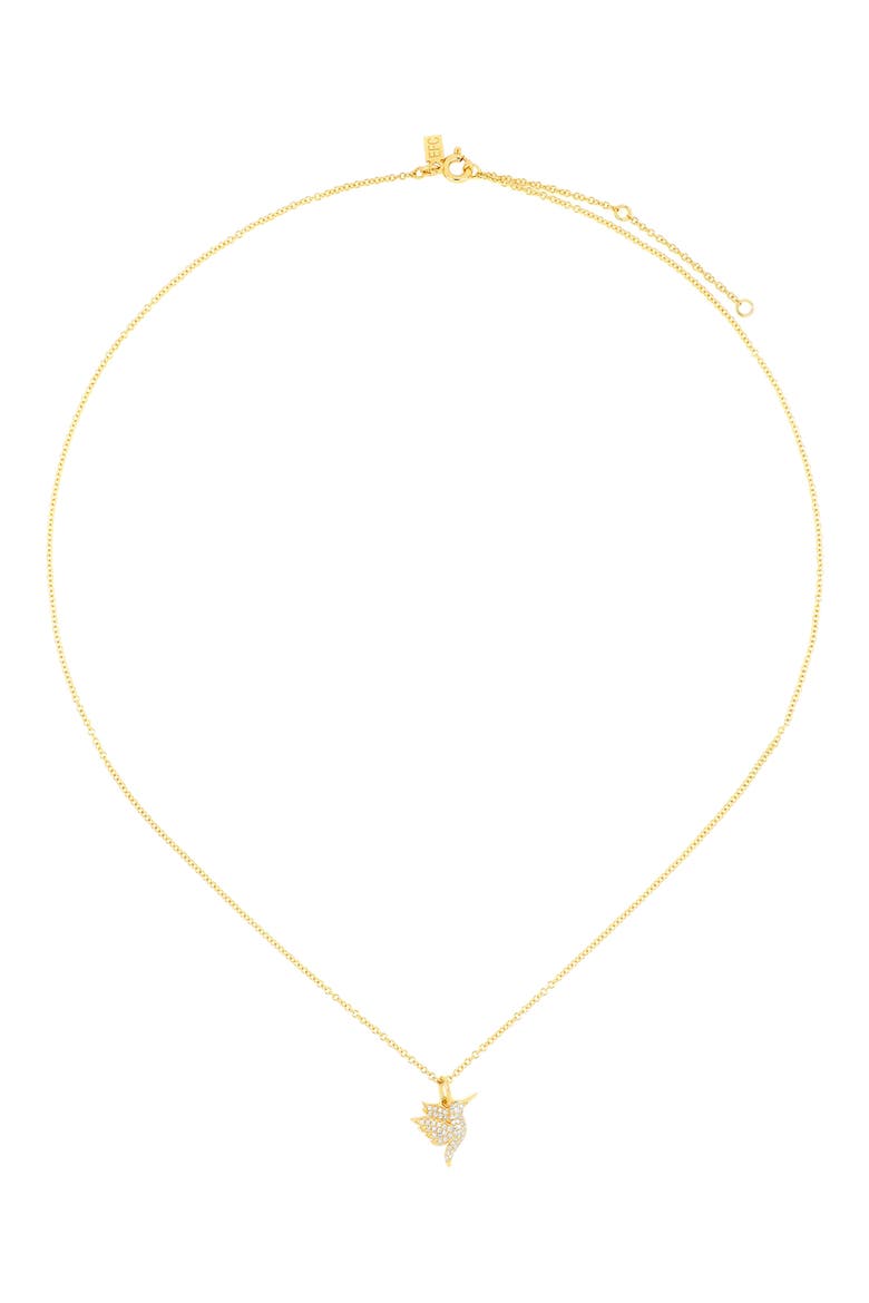 Diamond Pavé Hummingbird Pendant Necklace, Alternate, color, 14K YELLOW GOLD