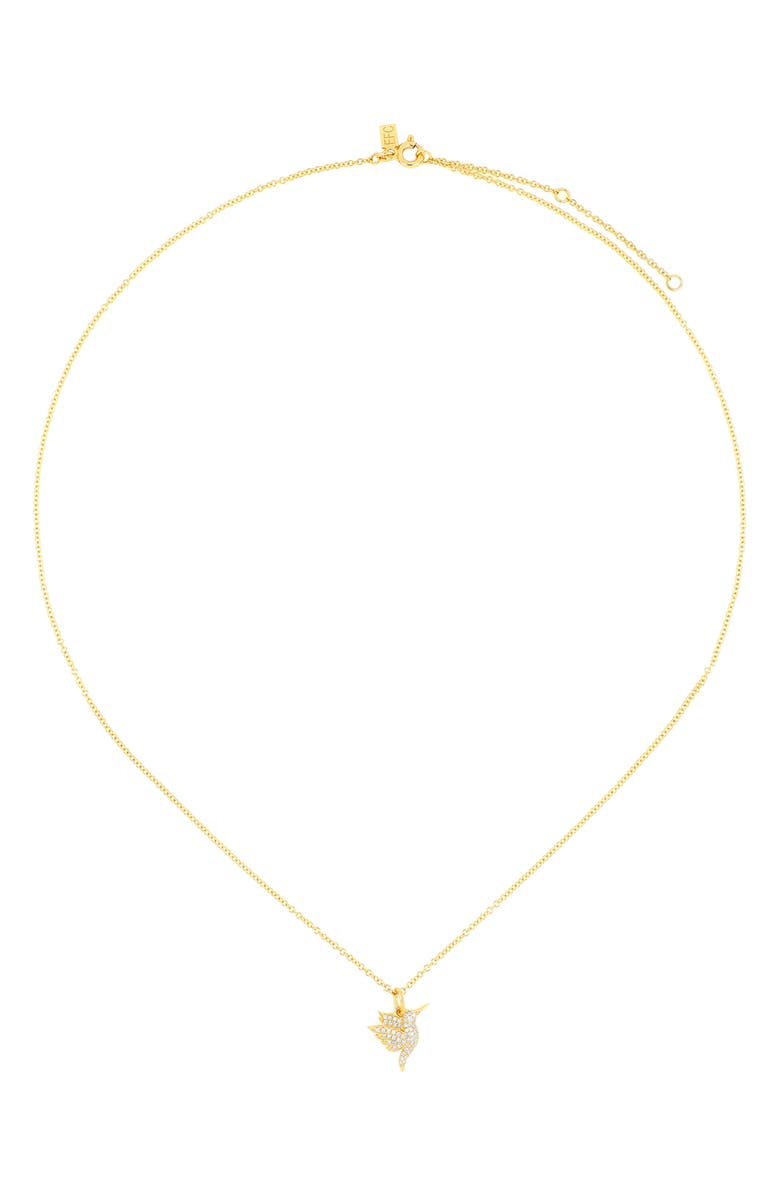EF Collection Diamond Pavé Hummingbird Pendant Necklace, Alternate, color, 14K Yellow Gold
