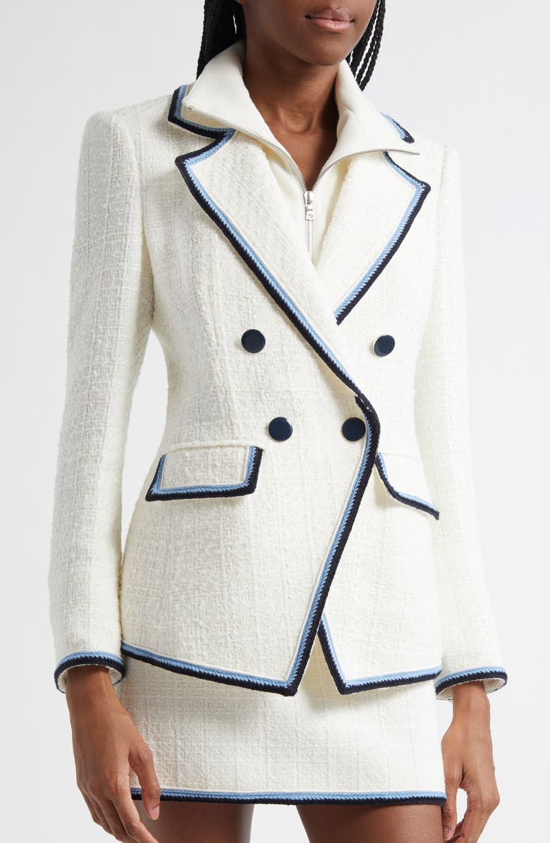 Veronica Beard Taja Double Breasted Tweed Dickey Jacket, Alternate, color, Off White
