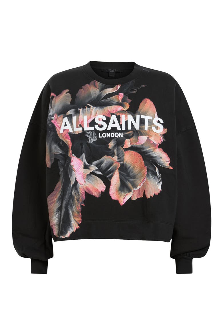 Fleurir Lila Oversize Sweatshirt, Alternate, color, BLACK