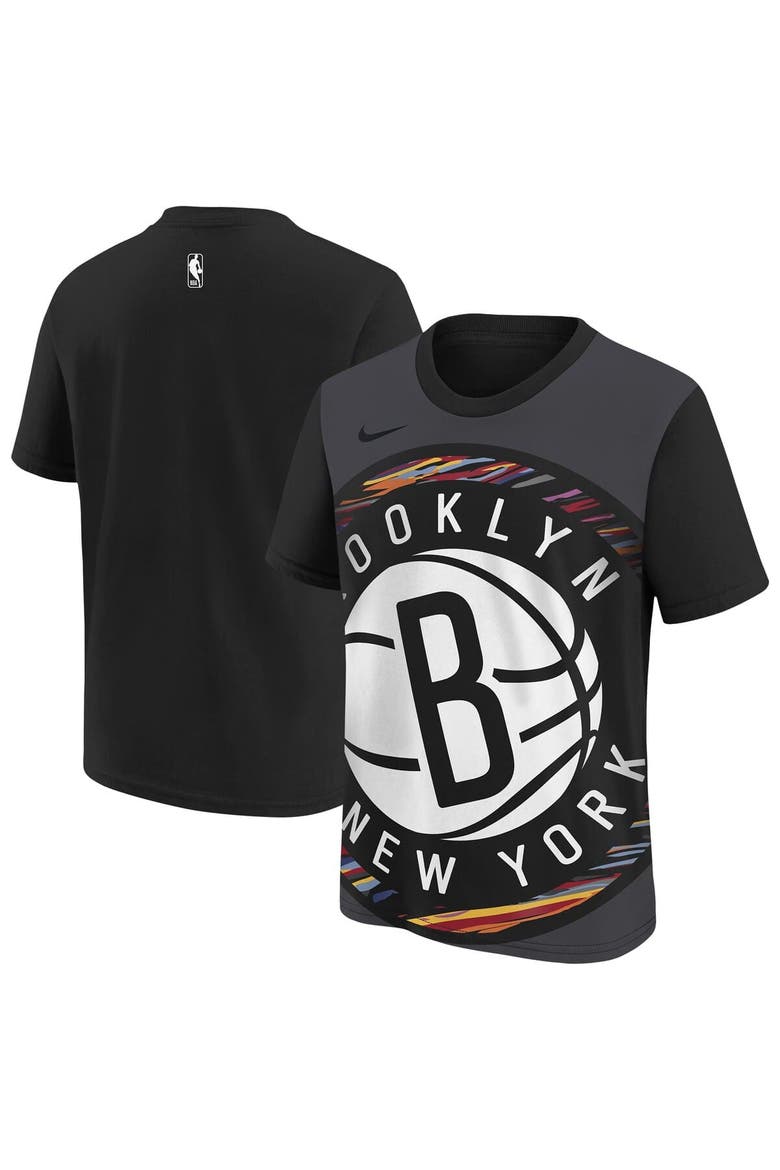 Youth Nike Black Brooklyn Nets 2025/26 City Edition Max90 T-Shirt, Main, color, Black