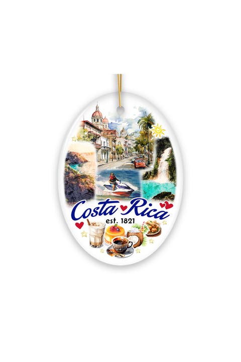 Costa Rica 1821 Adventure Collage Oval Ceramic Ornament