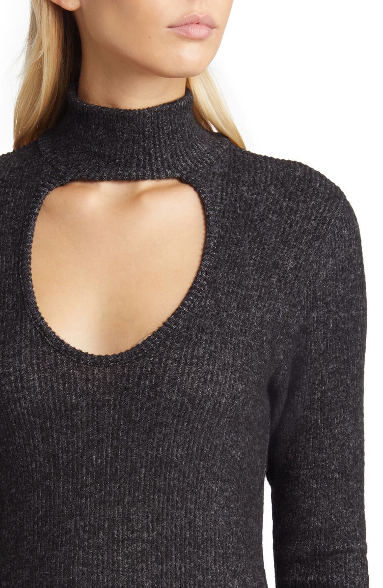 Loveappella Cutout Long Sleeve Midi Dress, Alternate, color, Black