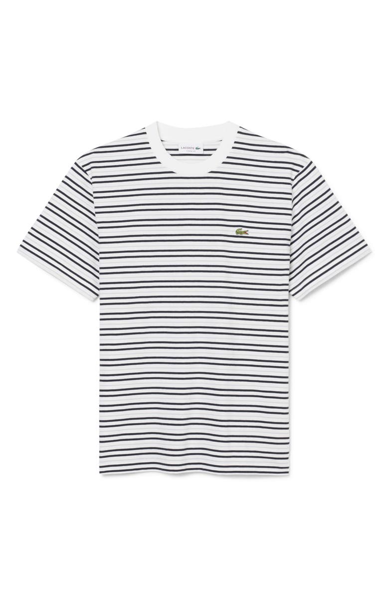 Lacoste Essentials Stripe Cotton T-Shirt, Alternate, color, Blackbird/ Flour