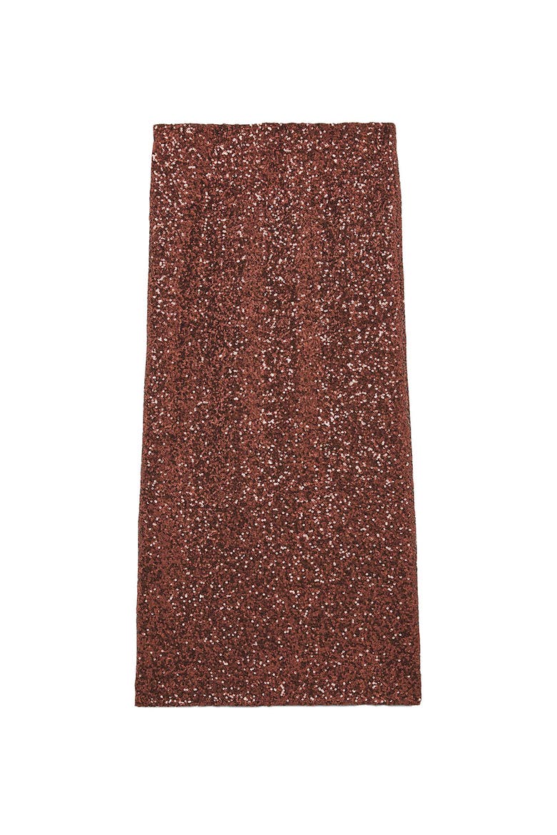 Longuette Skirt With Sequins, Alternate, color, Bronze