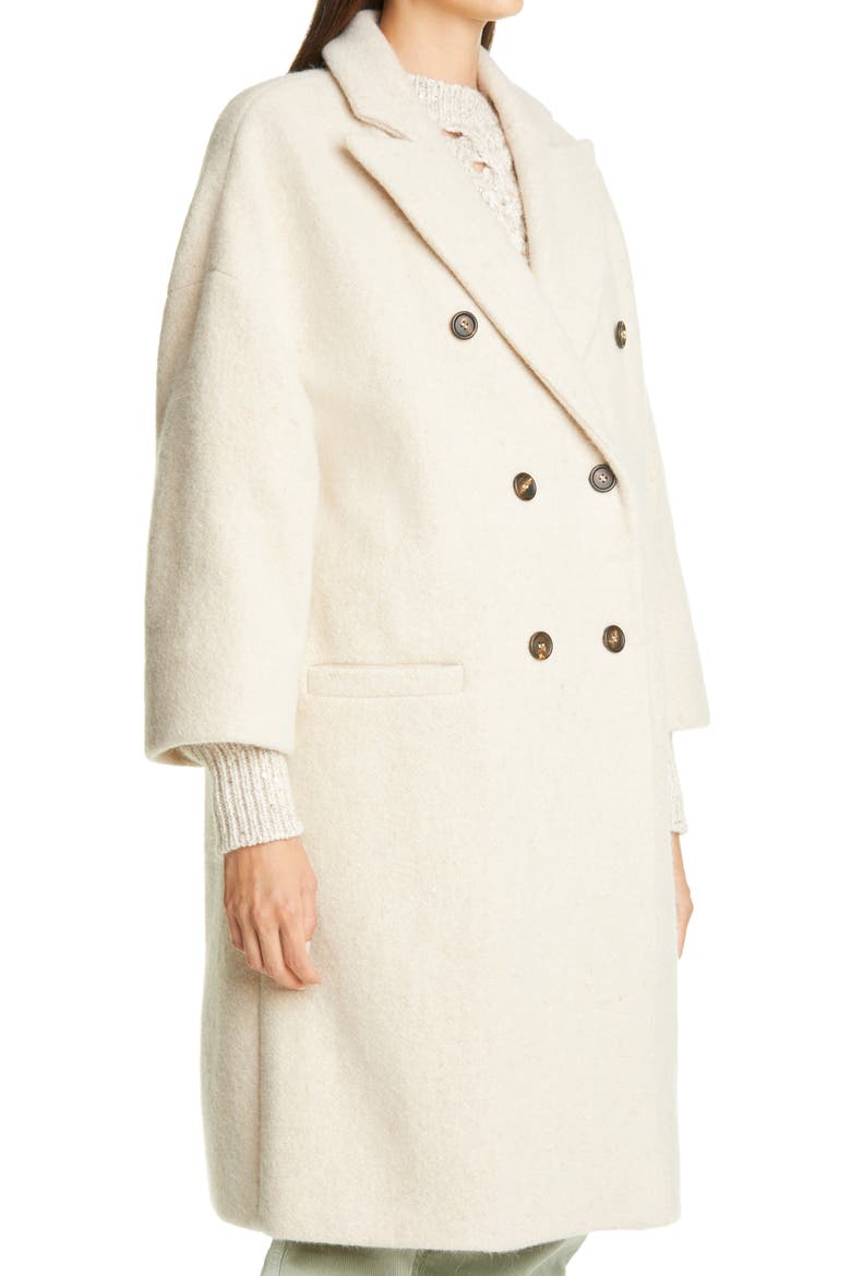 Cashmere Blend Double Breasted Coat, Alternate, color, IVORY