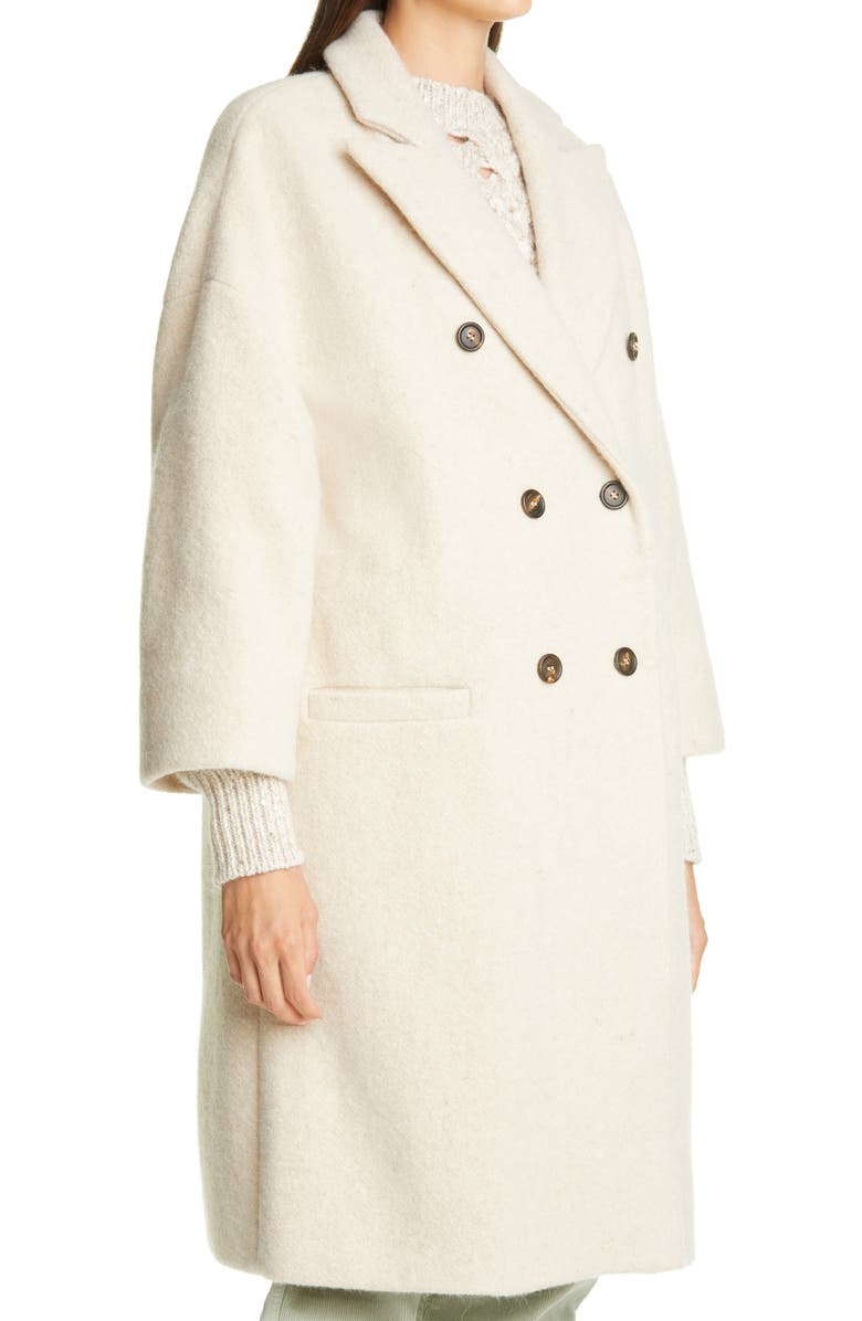 Brunello Cucinelli Cashmere Blend Double Breasted Coat, Alternate, color, 