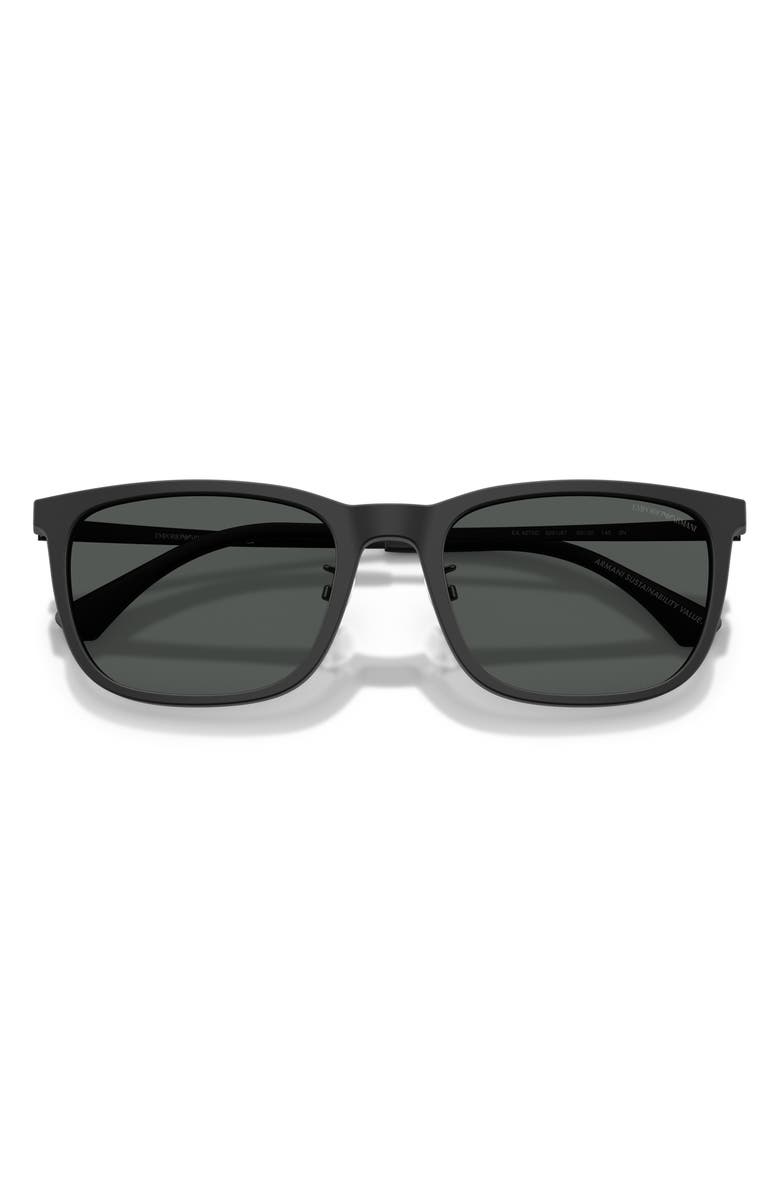 Emporio Armani 56mm Square Sunglasses, Alternate, color, Matte Black / Dark Grey