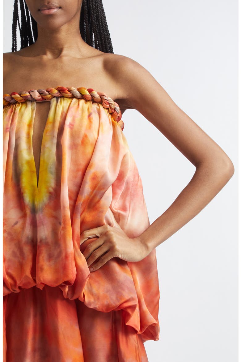 Luna Twist Print Silk Gown, Alternate, color, RUBY TIE DYE