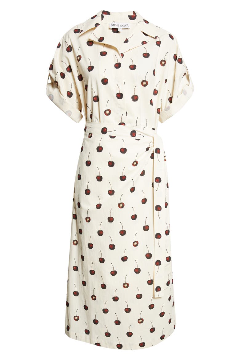 Cherries Organic Cotton Shirtdress, Alternate, color, CHERRIES
