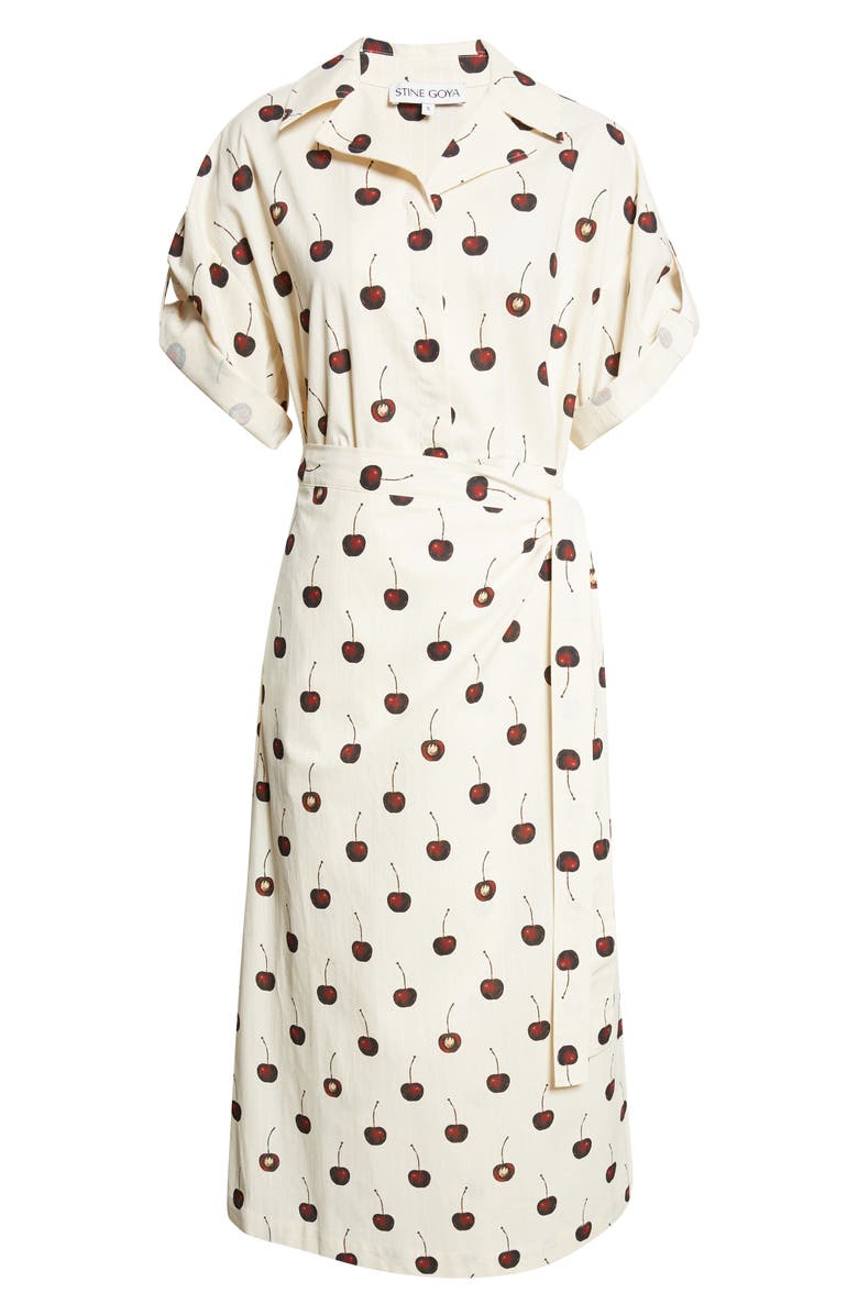 Stine Goya Cherries Organic Cotton Shirtdress, Main, color, Cherries