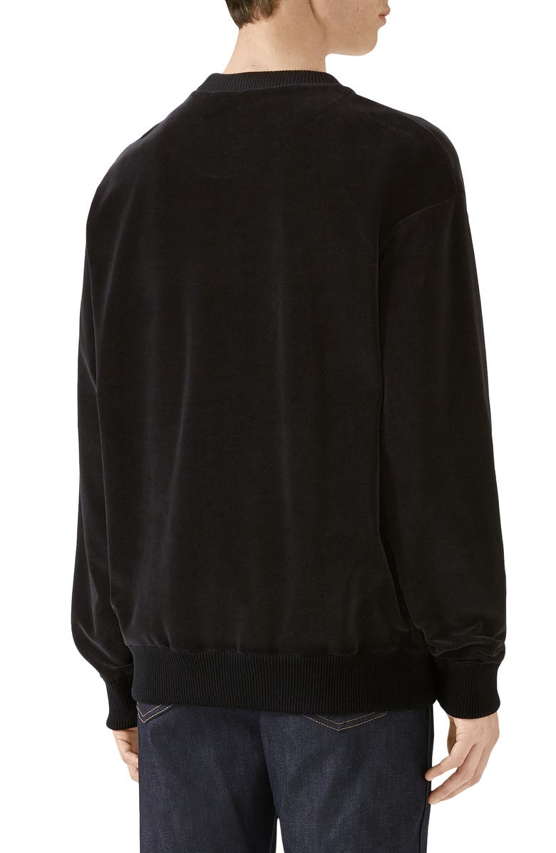 Gucci Embroidered Chenille Crewneck Sweatshirt, Alternate, color, 