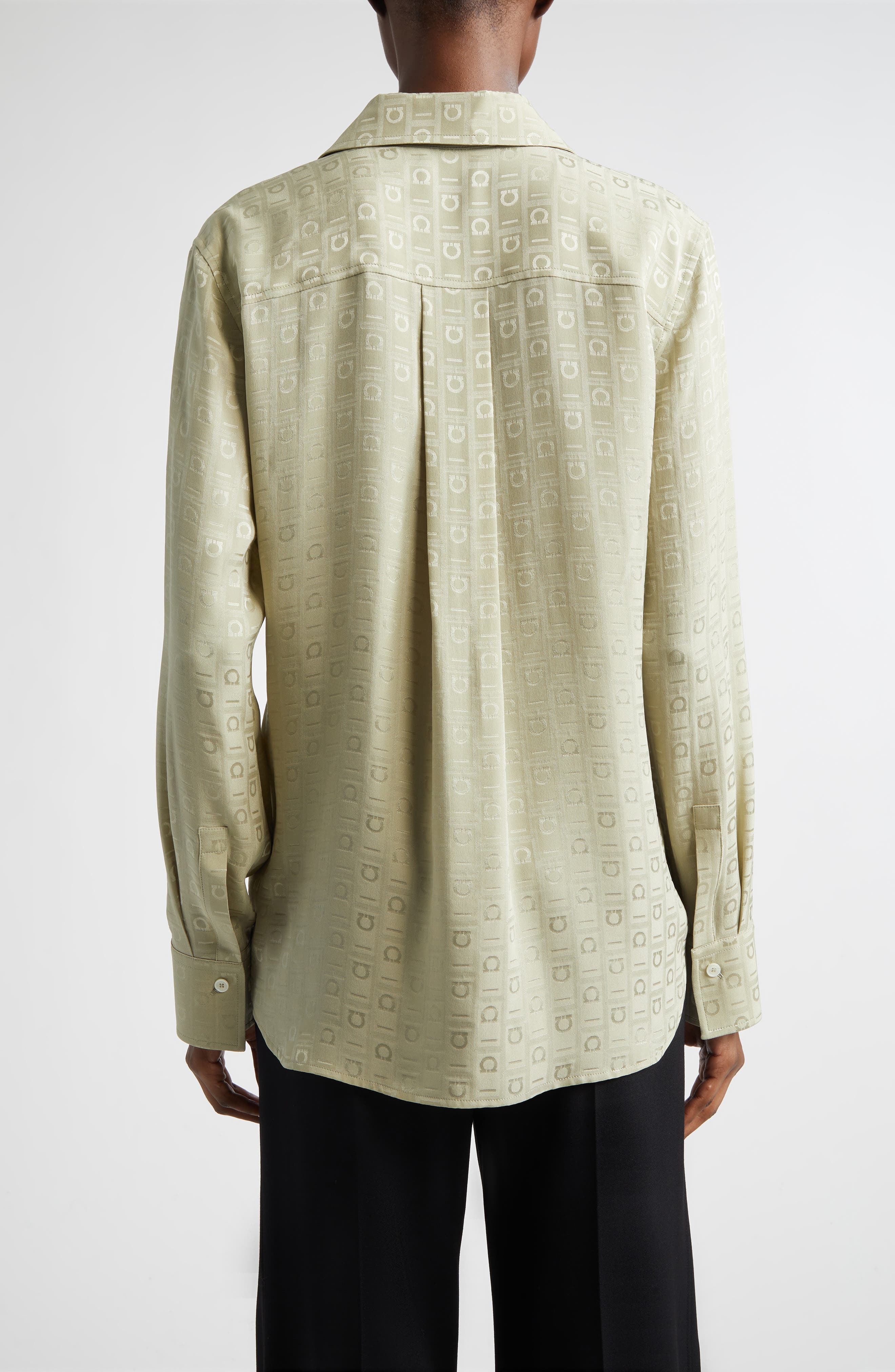 Gancini Jacquard Silk Button-Up Shirt - image 2