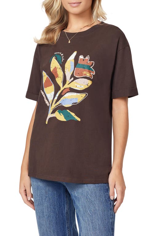 Scotch & Soda Relaxed Fit Roll Cuff Cotton Graphic T-shirt In Brown
