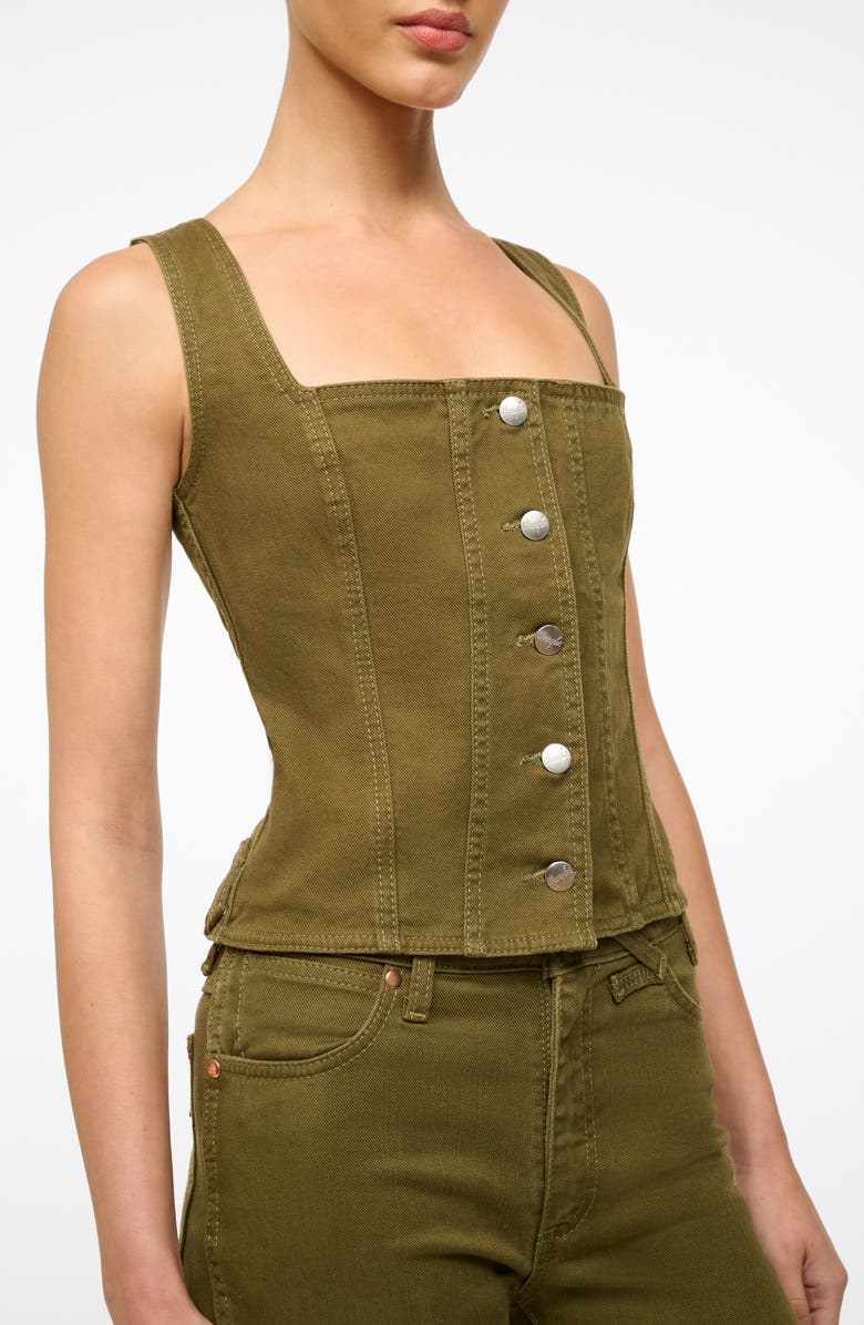 STAUD + Wrangler Denim Trucker Top, Alternate, color, 