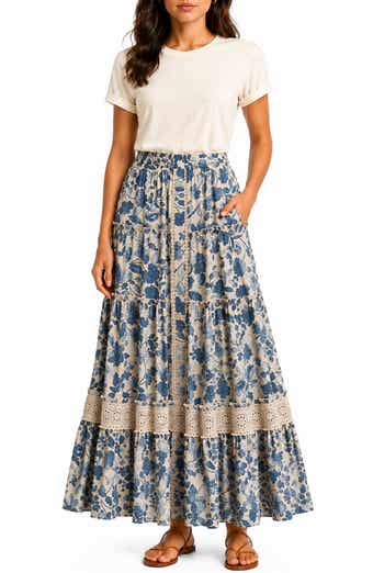 Floral Print Tiered Skirt