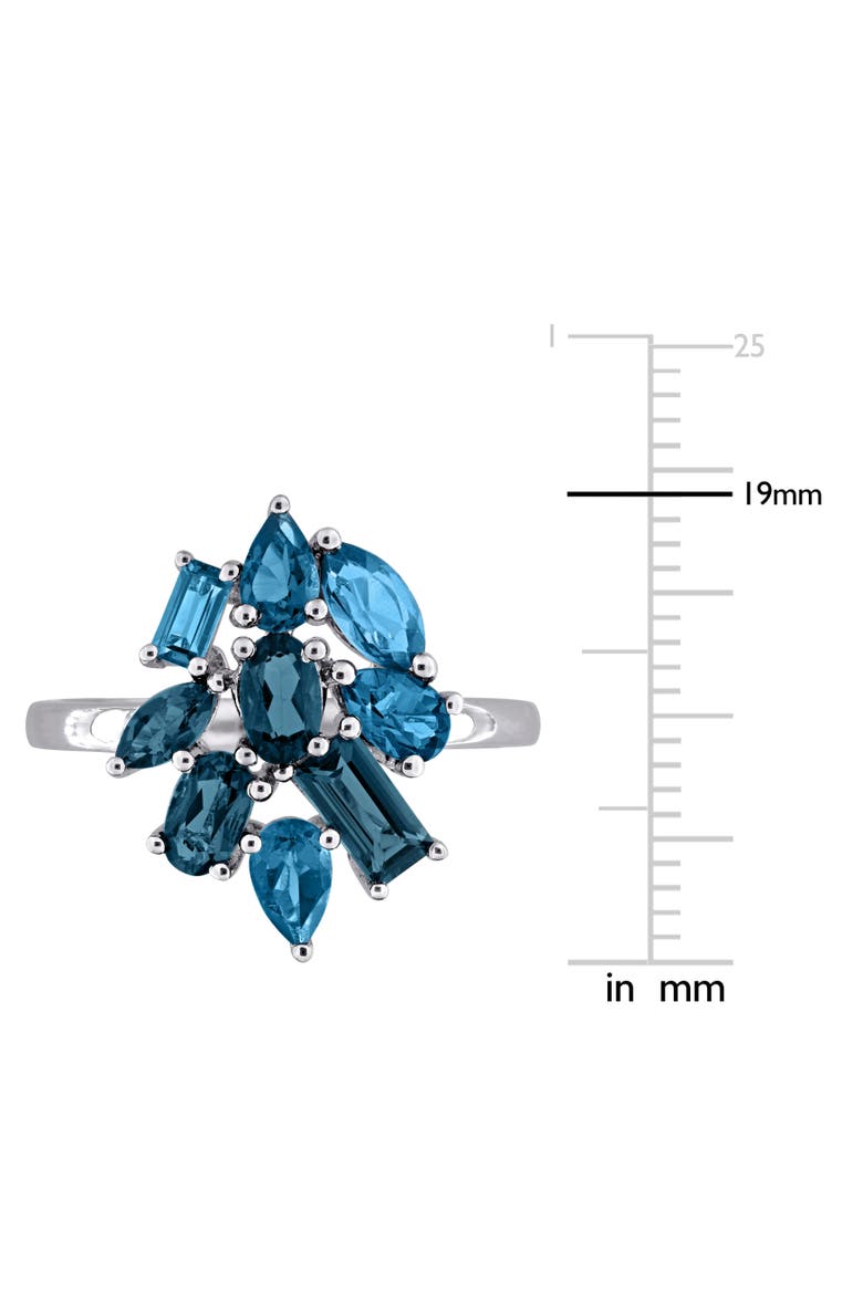 Gemstone Cluster Ring Sterling Silver, Alternate, color, London-Blue Topaz