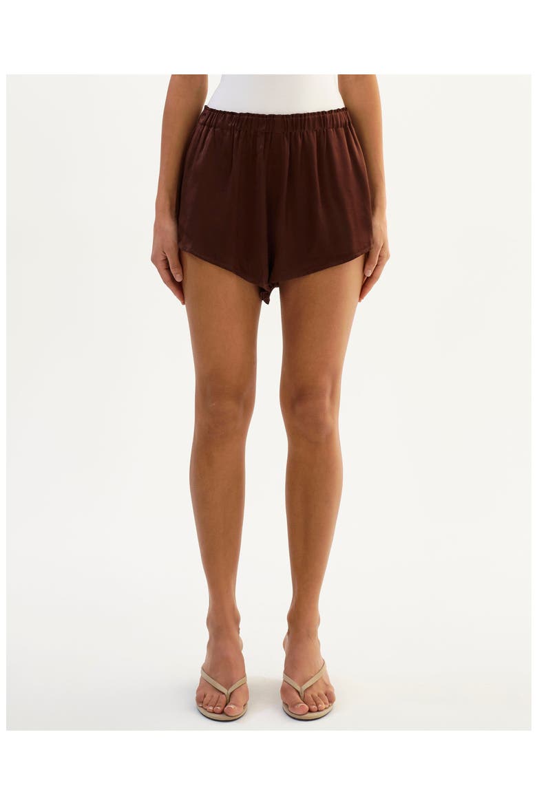 MELINA | Satin Micro Shorts, Main, color, Brown