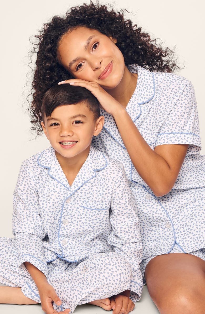 Petite Plume Kids' Blue Heart Cotton Pajamas, Alternate, color, Blue