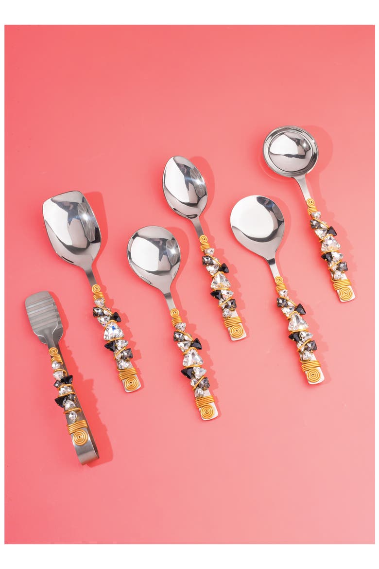Midnight Sparkle Artisan 6-Piece Hostess Serving Set, Alternate, color, BLACK/ GOLD