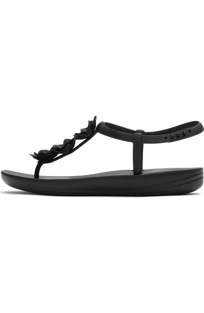 FitFlop Splash Flower T-Strap Sandal, Alternate, color, Black