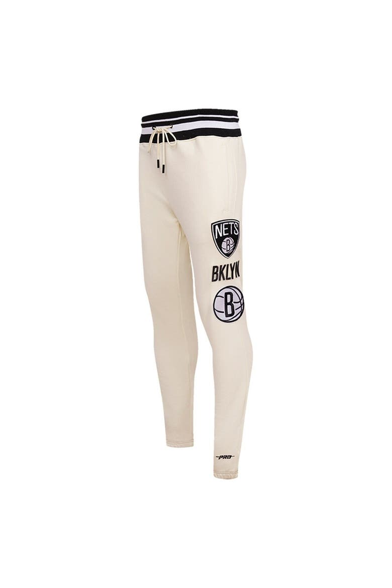 Men's Pro Standard Cream Brooklyn Nets Retro Classic Fleece Sweatpants, Alternate, color, Cream