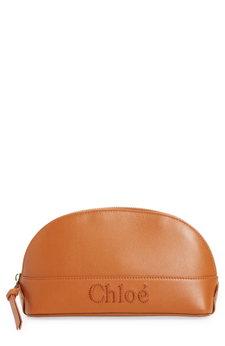 Chloé Sense Leather Cosmetics Pouch, Main, color,