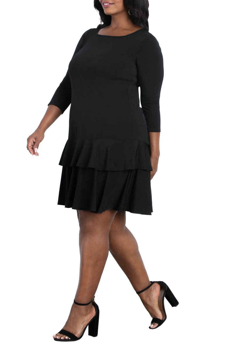 Tiered Ruffle Cocktail Dress, Alternate, color, BLACK NOIR