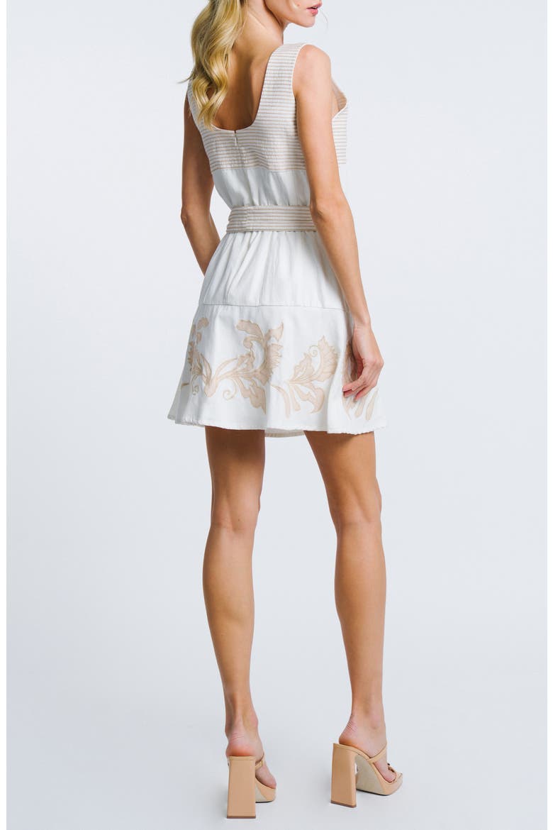 Embroidered Fit & Flare Minidress, Alternate, color, OFF WHITE