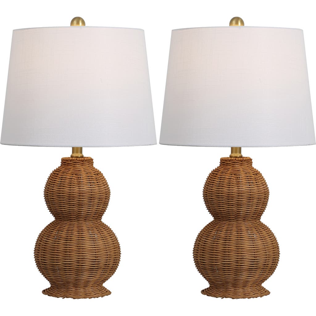 Jonathan Y Millie 23" Modern Coastal Woven Rattan Gourd Led Table Lamp In Brown